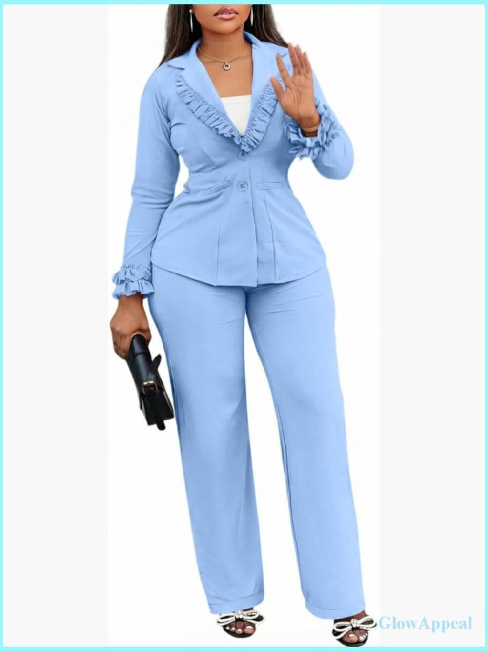 2 Piece Pant Suit Blazer Set Pencil Pants Women Business Office Work